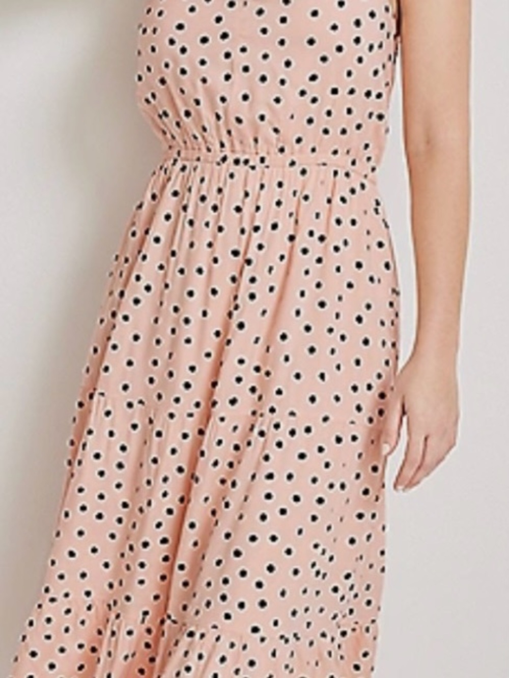Maurices Pink Maxi Dress with Black Polka Dots